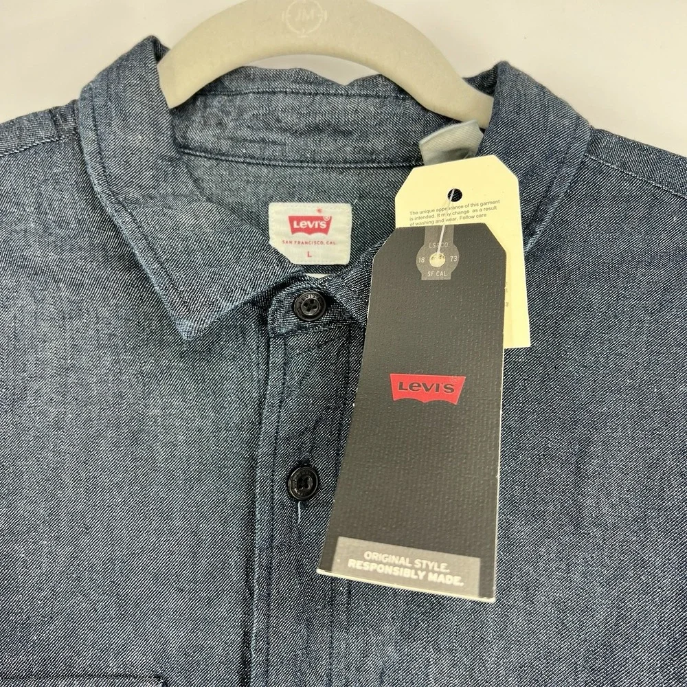 Levi's Made‎ & Crafted New Standard Shirt Dark Wash Denim Loose Fit (Size L)